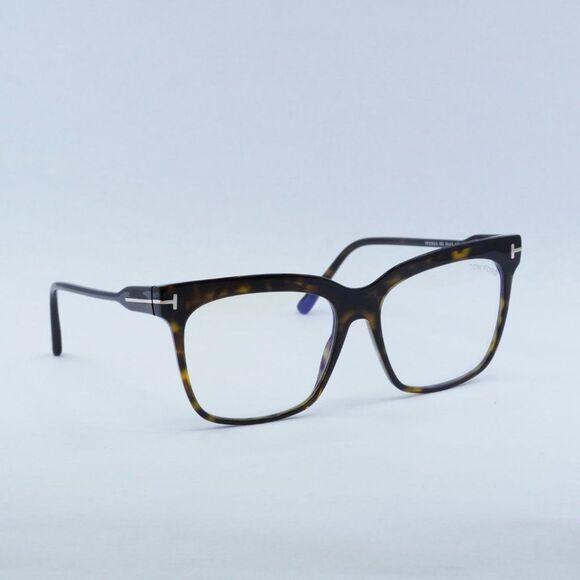 Tom Ford FT5768-B 052 Eyeglasses Havana Square Frame, Blue Light Block Lenses - Picture 5 of 10